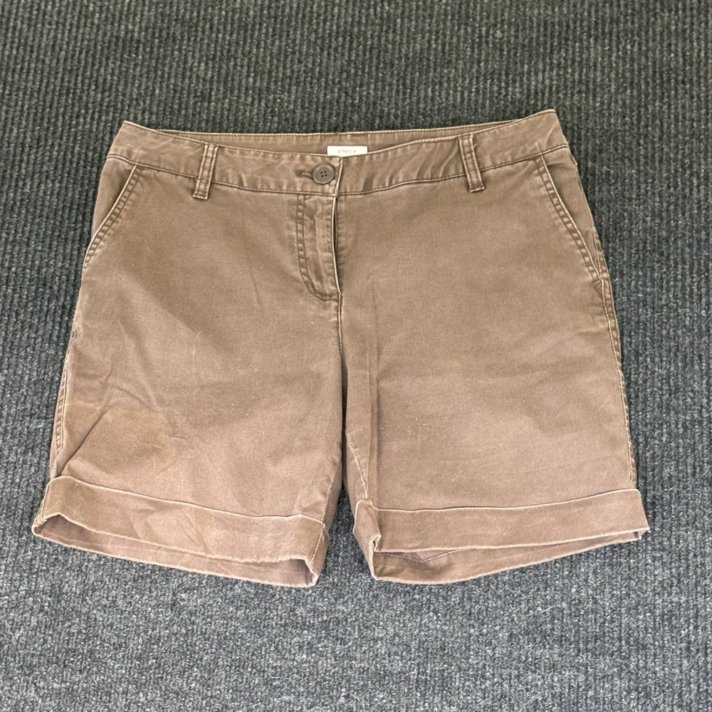 Liz Claiborne Stretch Brown Cuffed Women's Shorts Size 6 16x16